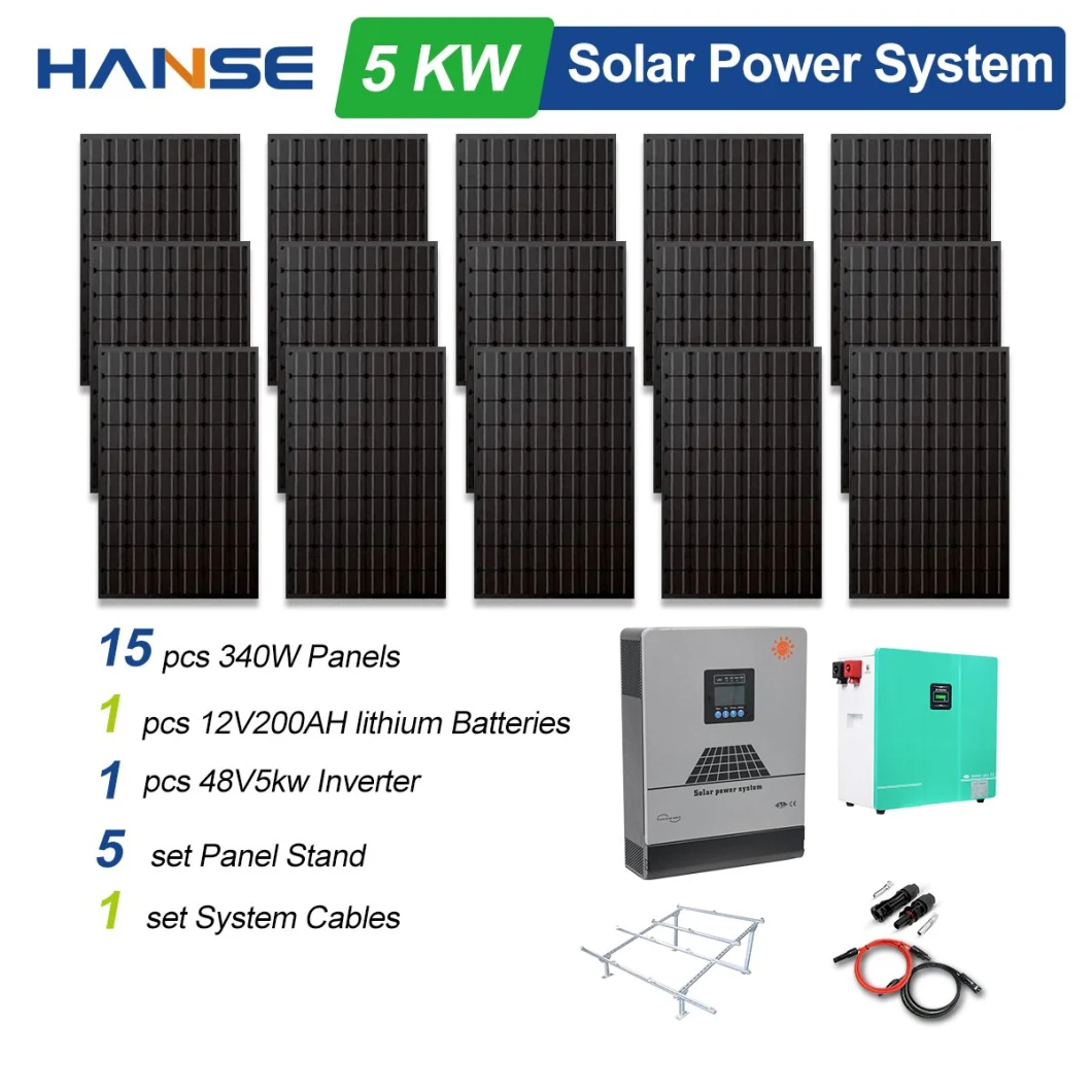 Hybrid Solar System 3kw 5kw Solar Energy System 6000W PV Solar Panel Home Mounting Renewable Energy Power Systems for Home Electricity Use