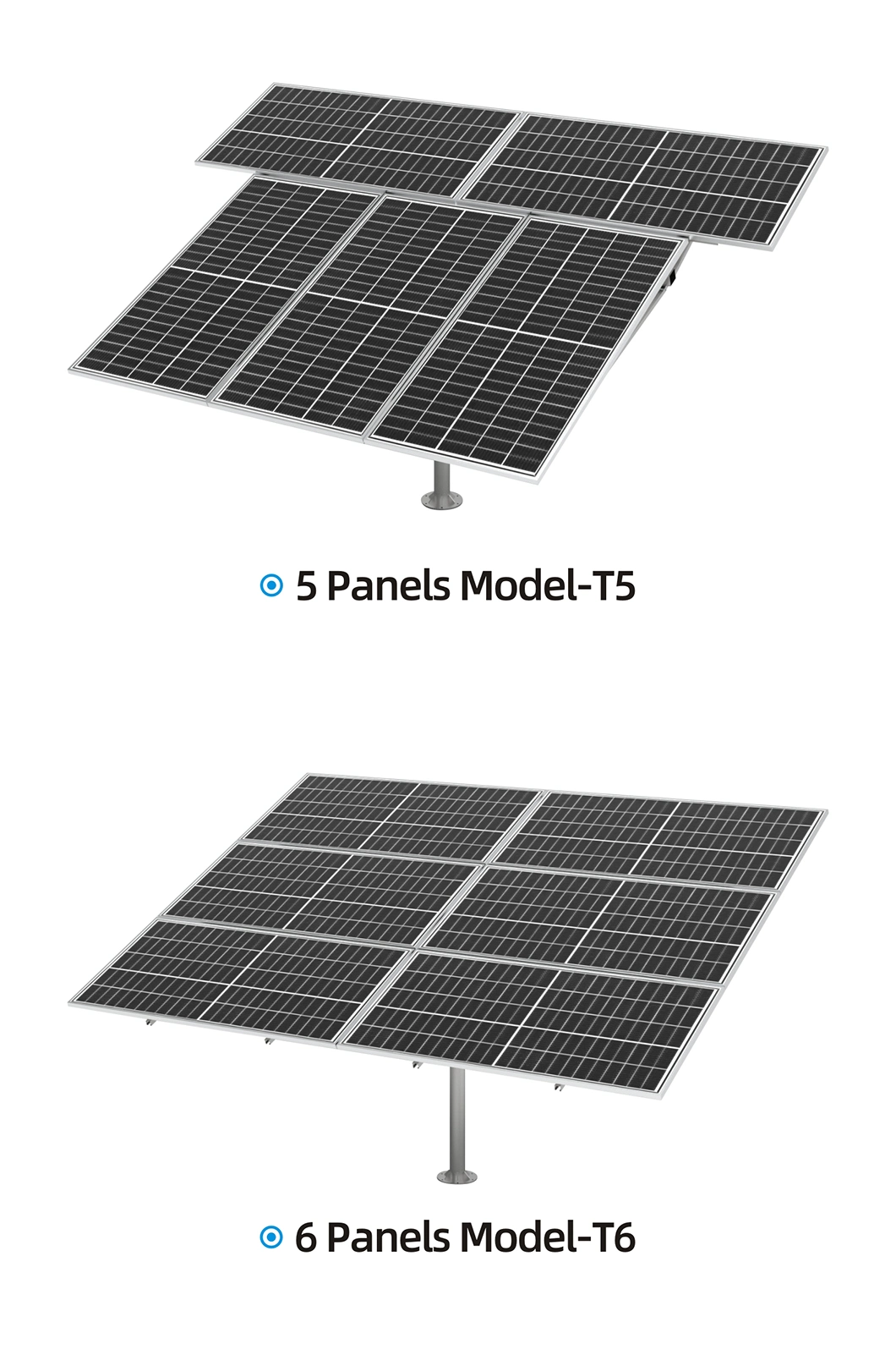 Dual Axis Solar PV Tracking System 2.4kw Smart Tracker Automatically Track Complete System T5